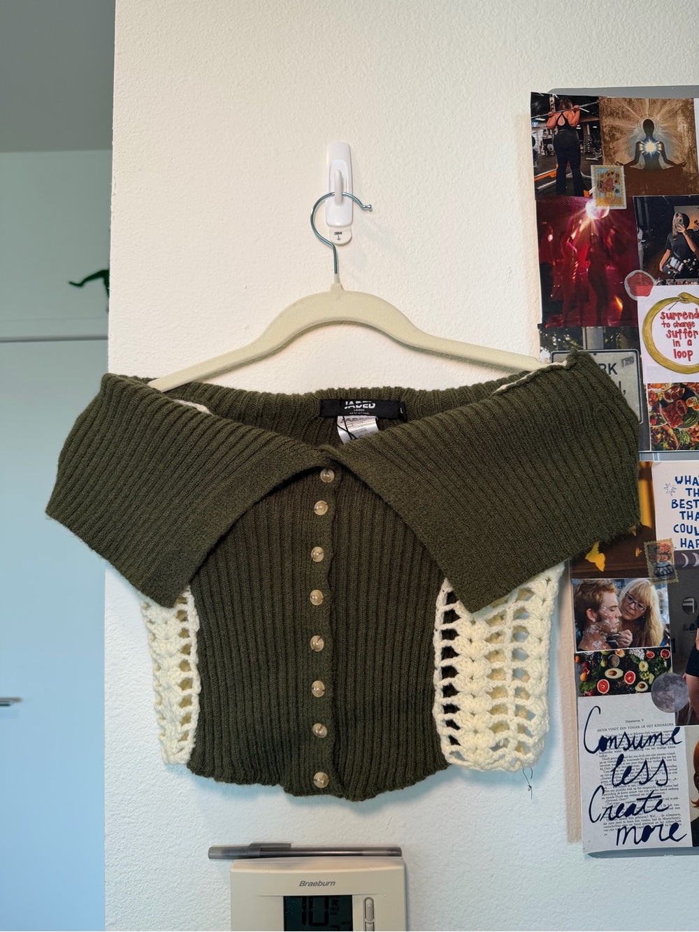 JADED LONDON Olive Green Ribbed Strapless Button Knitted Top